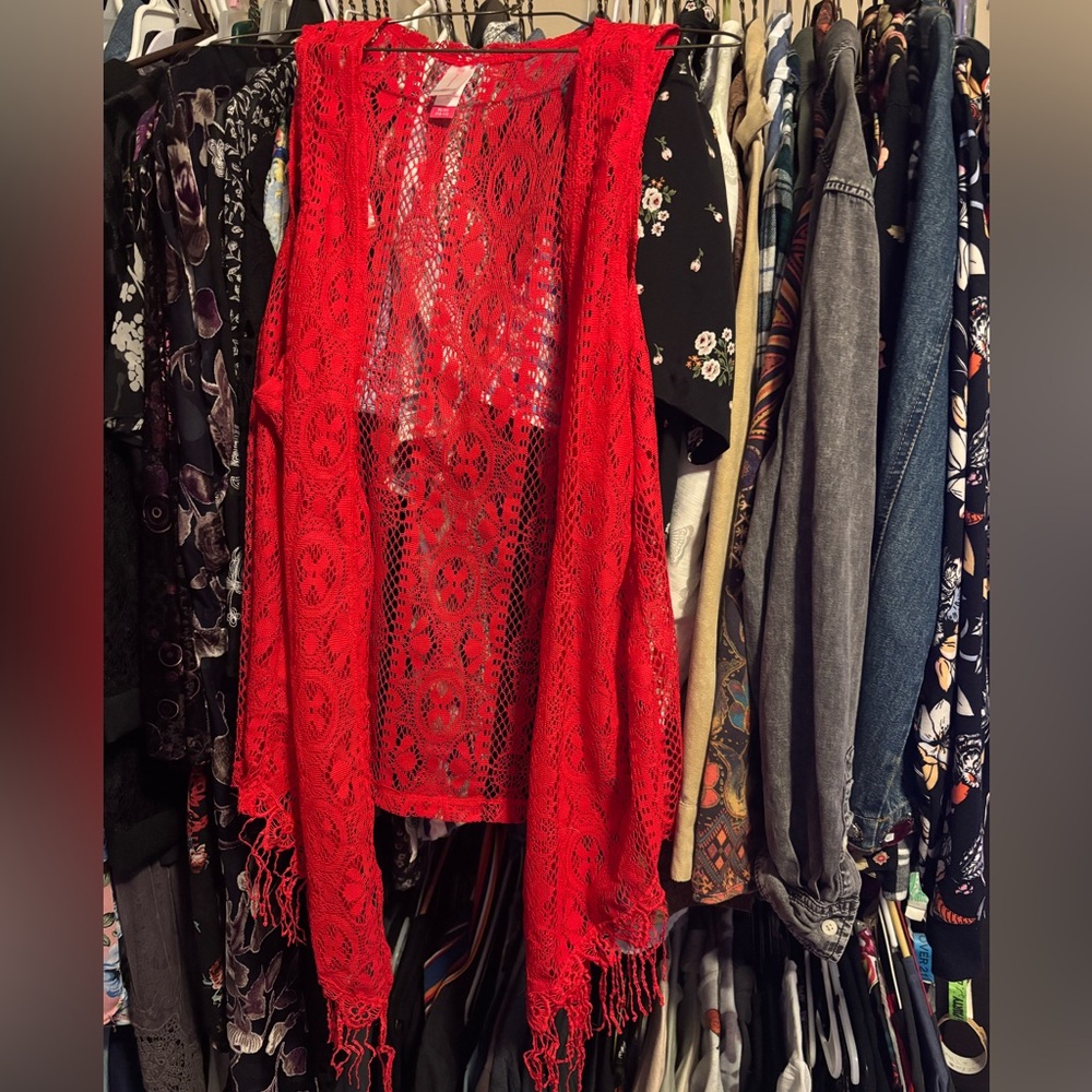 No Boundaries Red Lace Vest